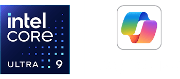 intel badge and Copilt icons