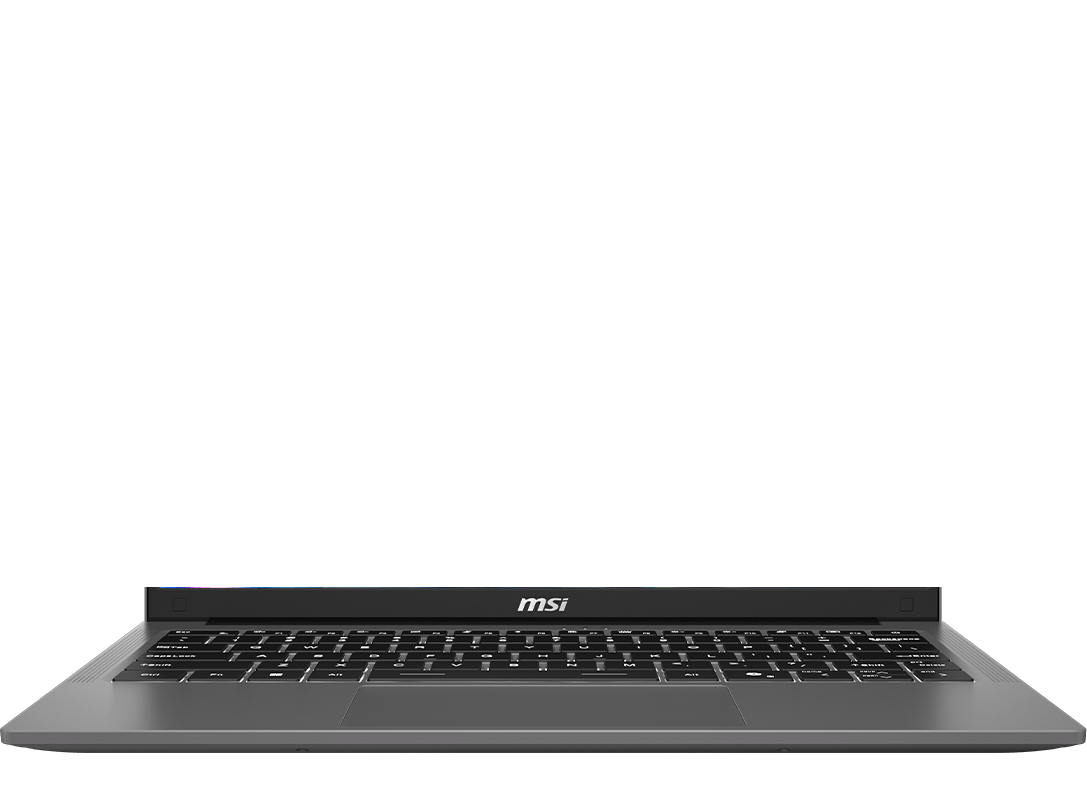 MSI Modern 14 laptop keyboard and chassis base view