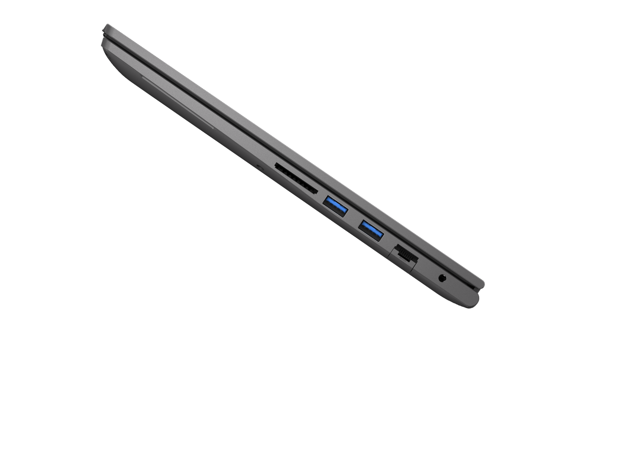 MSI Modern 14 laptop left side showing Kensington lock, USB-C, HDMI and USB-A ports