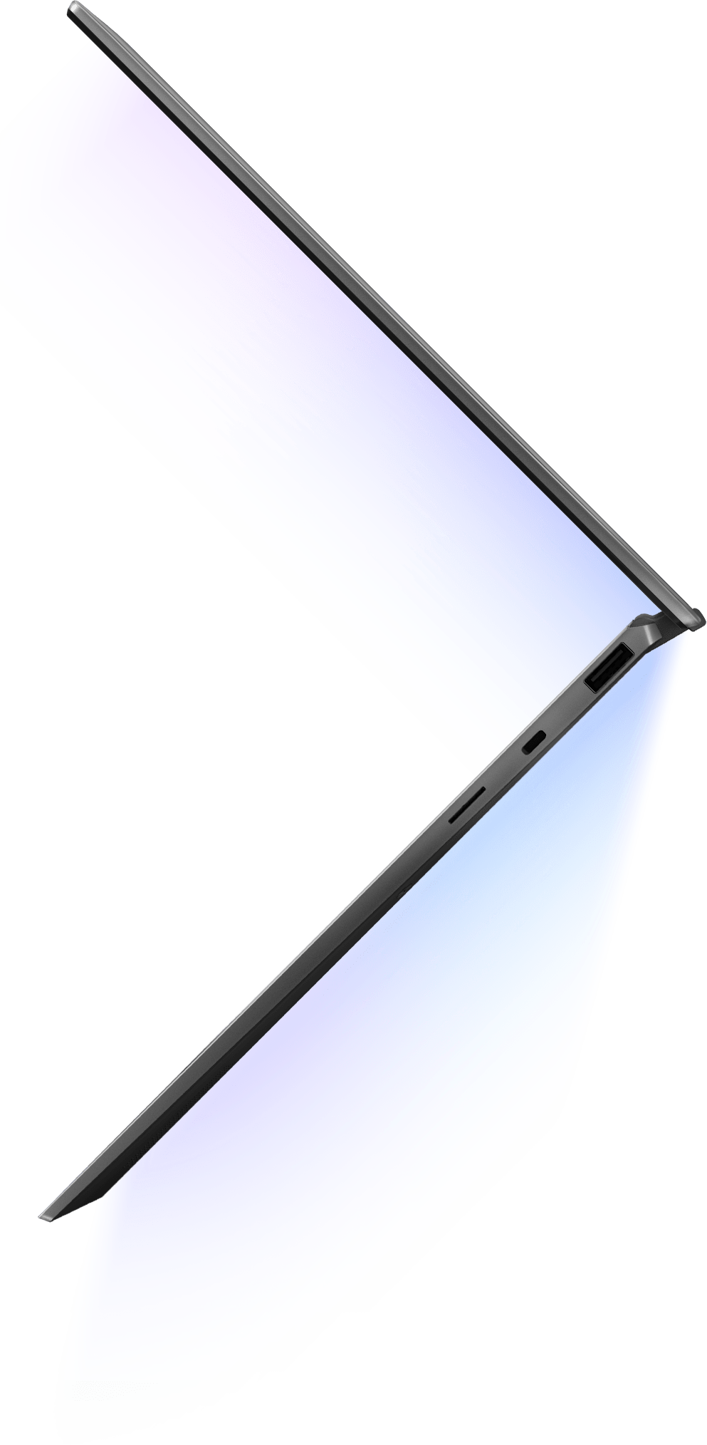 Laptop left side I/O ports: USB 3.2 Gen2 Type-A and Audio combo jack