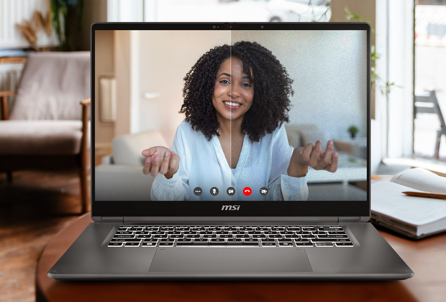  MSi Presrige 16 AI 3D Noise Reduction+ Camera feature demonstration