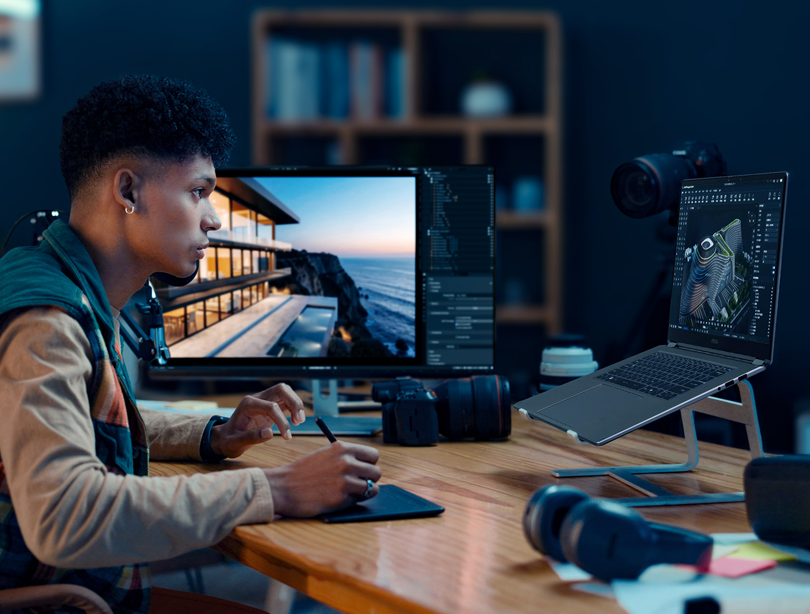 Multi-monitor dashboards with data analytics and charts