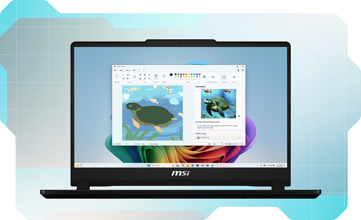 Copilot+ PC Cocreator AI image creation