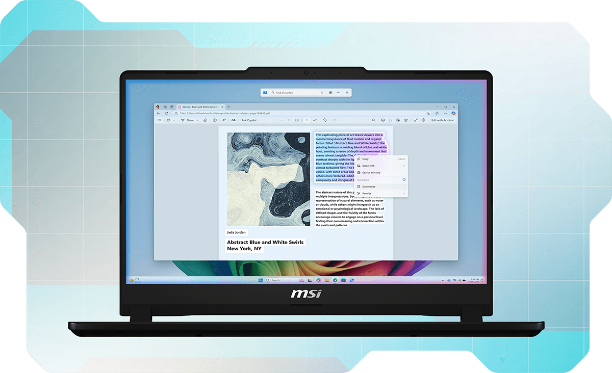 Copilot+ PC Click to Do text rewrite preview