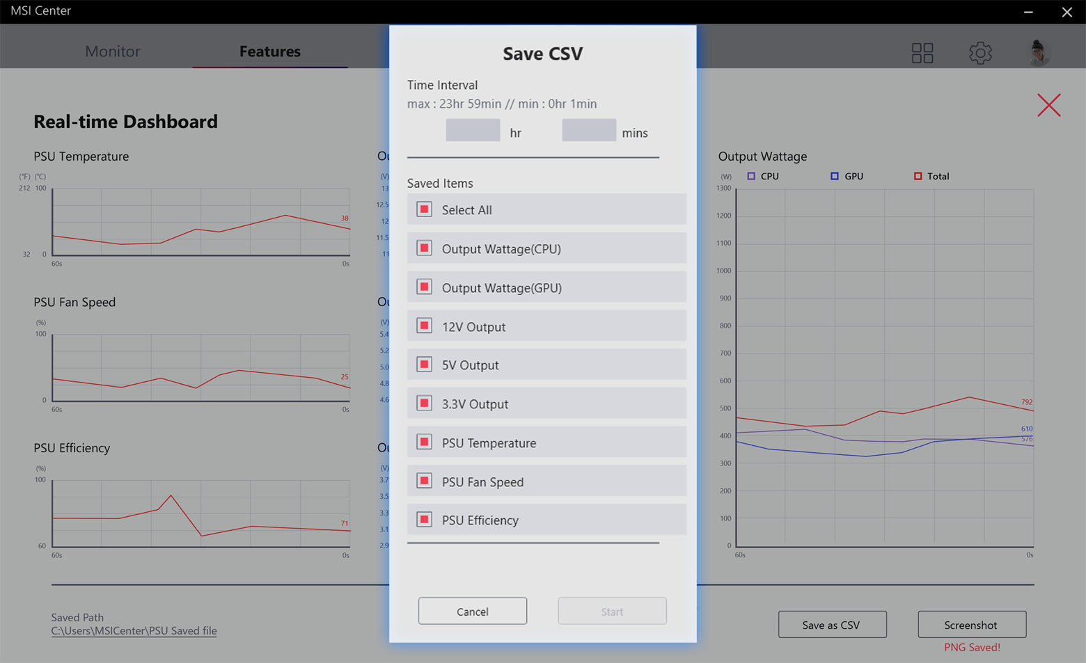 MPG Ai1600TS PCIE5 - Real-time Dashboard