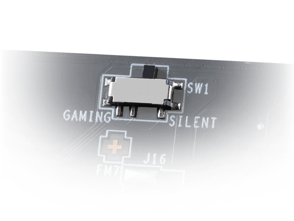 Dual BIOS switch set between gaming and silent modes