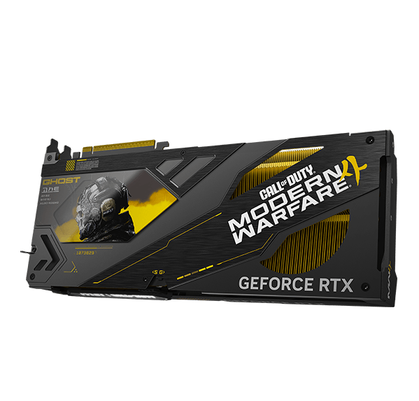MSI GeForce RTX 5080 Call of Duty Modern Warfare edition graphics card top view