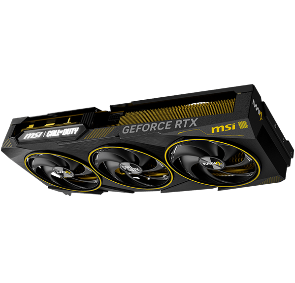 MSI GeForce RTX 5080 Call of Duty Modern Warfare edition graphics card side view