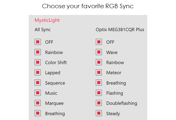choose your favorite RGB sync