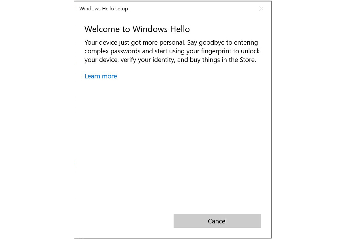 Windows Hello setup Windows Hello setup