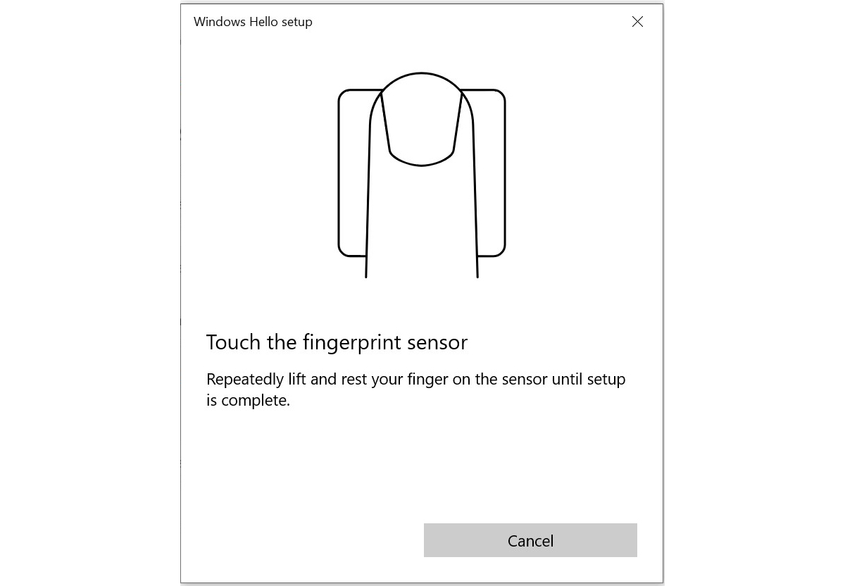 Repeatedly lift and rest one of your finger on fingerprint sensor until the setup is complete Repeatedly lift and rest one of your finger on fingerprint sensor until the setup is complete