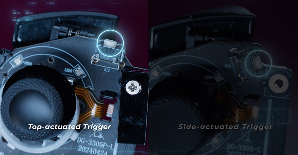 Para el nuevo-gen Claw, hemos rediseñado los botones LB/RB, cambiándolos de un disparador de activación lateral a un disparador de activación superior.
