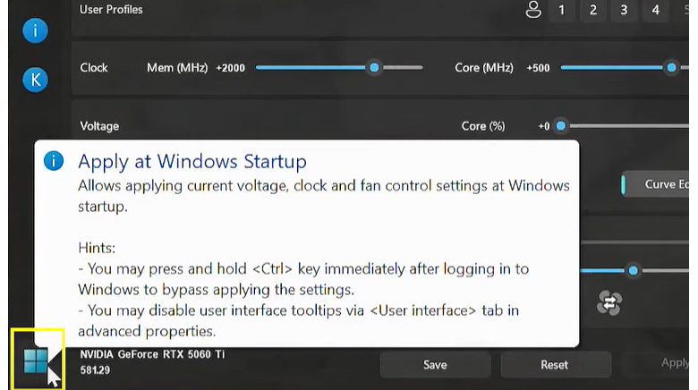 MSI Afterburner Overclocking _Apply at Windows Startup_2