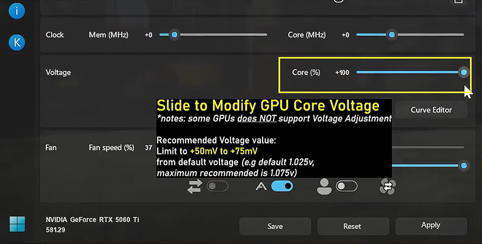 msi afterburner Aplicar tus Ajustes