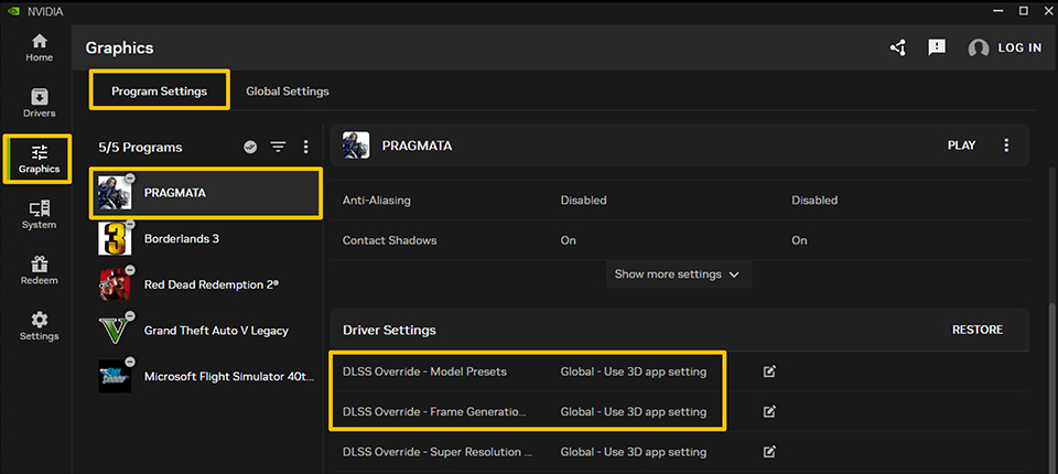 Program Settings