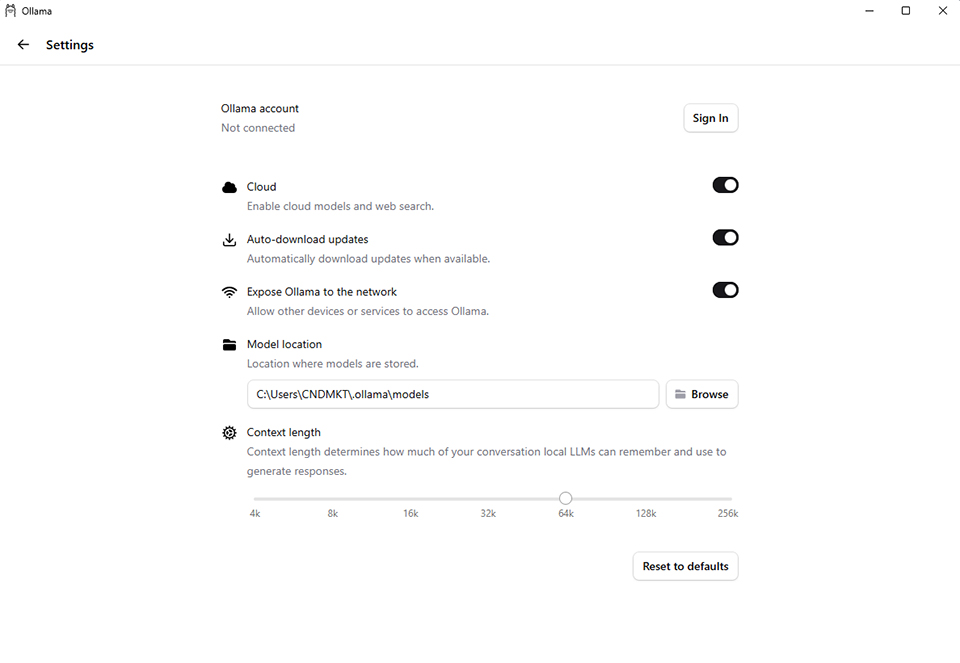تثبيت Ollama لتشغيل نماذج اللغة المحلية