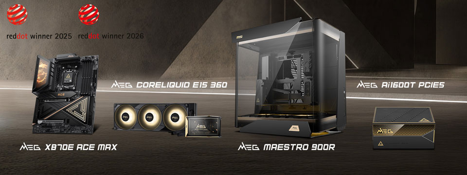 The MEG MAESTRO 900R Case and MEG CORELIQUID E15 360 Liquid Cooler
