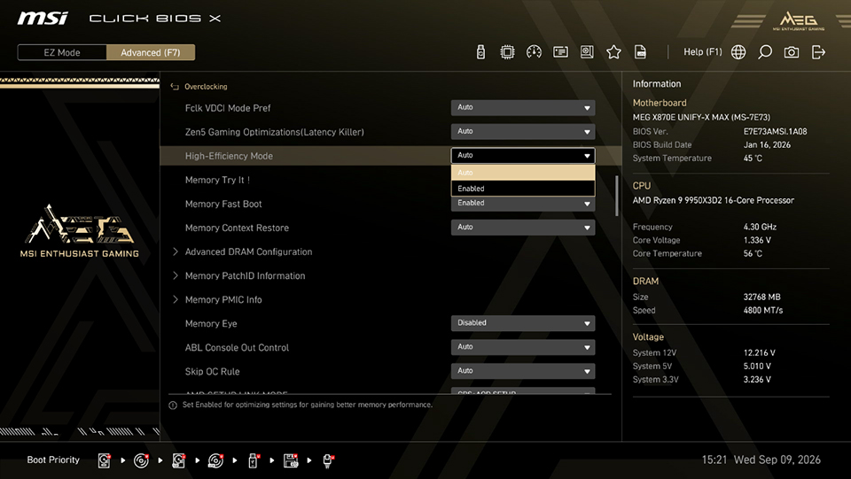 How to Enable High-Efficiency Mode in MSI BIOS