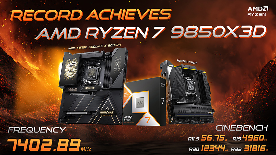 MSI AMD Ryzen 7 9850X3D OC Records