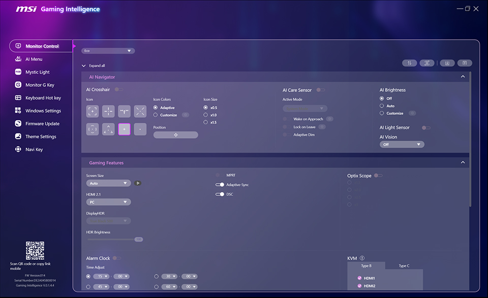 Monitor Control System Setting