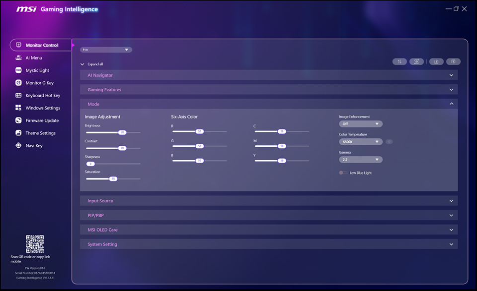 Monitor Control Mode