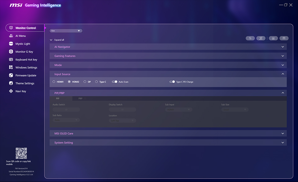 Monitor Control PIP PBP