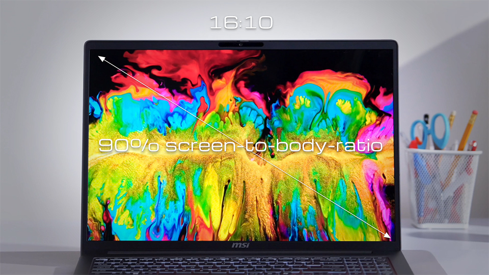 The 16:10 display maximizes your viewing area, helping you stay productive with more content visible on screen.