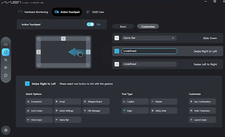 Customize intuitive swipe gestures and shortcuts directly on the Action Touchpad—turning everyday actions into seamless, uninterrupted workflows.