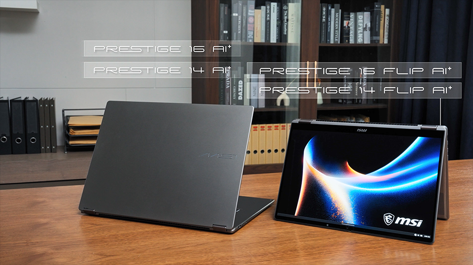 Prestige está disponible en modelos de 14 y 16 pulgadas, con Platinum Gray en toda la línea y Beige Gold para el modelo Clamshell de 16 pulgadas.