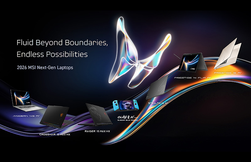 MSI於CES 2026宣布新一代Prestige商務輕薄手提電腦正式推出 Raider, Stealth, Crosshair系列電競效能手提電腦全新設計同步亮相