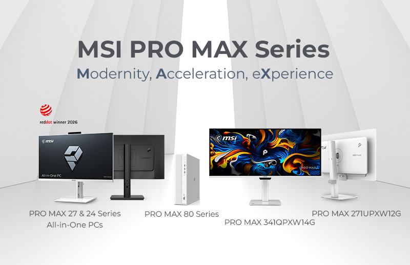 Ontmoet MSI's PRO MAX-reeks @ COMPUTEX 2026: Desktops en monitoren voor esthetische, minimalistische werkruimtes