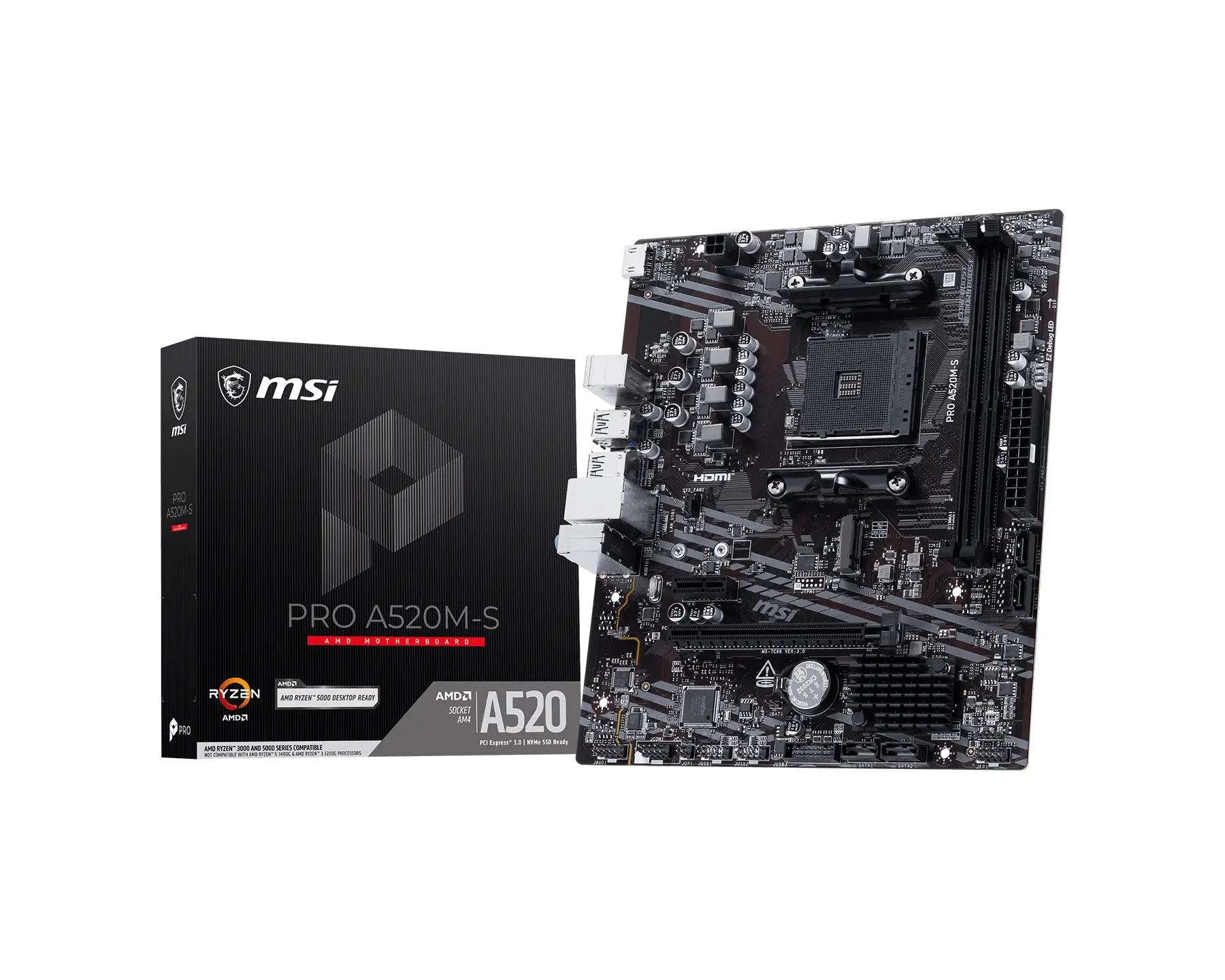 MSI PRO A520M-S AMD AM4 DDR4 HDMI mATX Motherboard