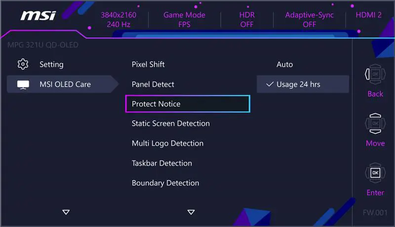 MSI OLED Care intelligent protection suite with AI Care Sensor and proactive panel maintenance