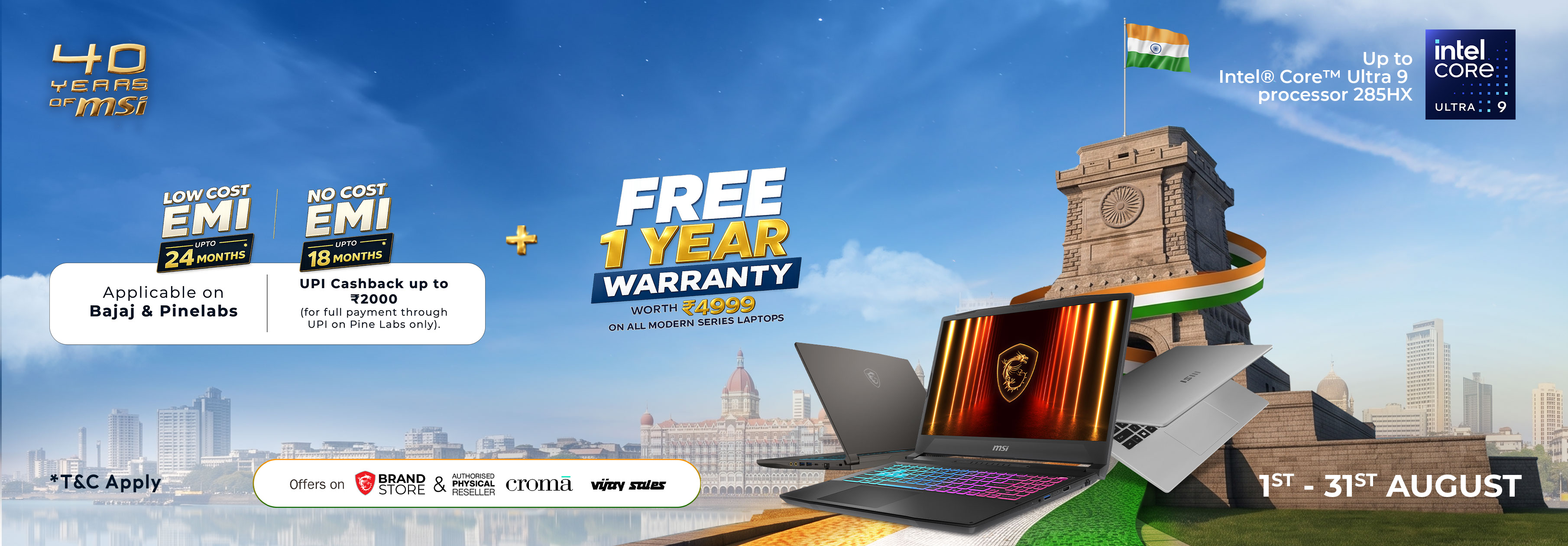 MSI Laptop Freedom Sale Promotion Waranty Offer