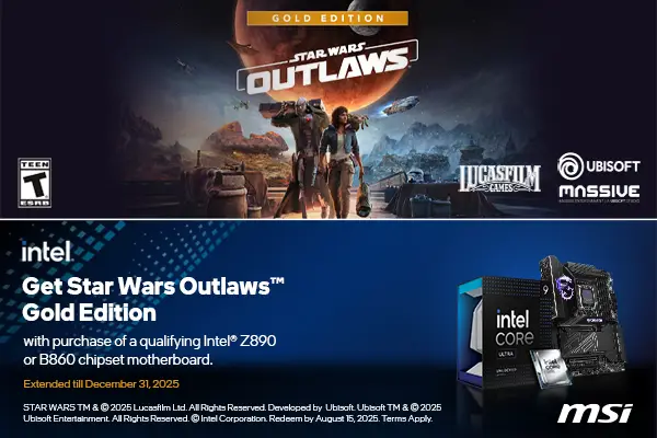 Buy MSI Z890 or B860 motherboard, get Star Wars Outlaws game key