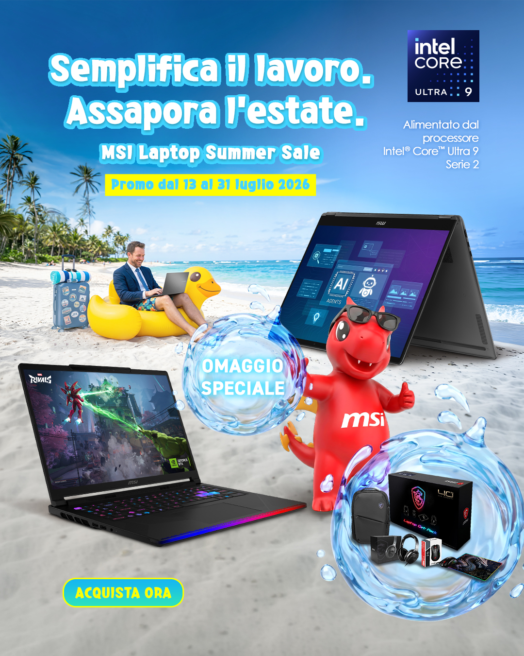 Lavora meglio. Vivi l'estate. Sconti estivi sui laptop MSI