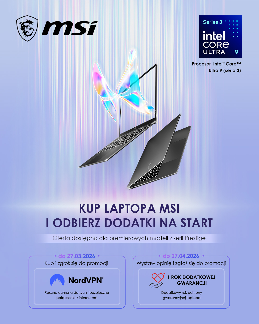 Promocja MSI Prestige – NordVPN + 1 rok dodatkowej gwarancji