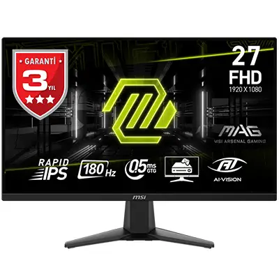 MSI MAG 275F 27″ 180Hz 0,5ms Rapid IPS Adaptive-Sync Full HD Gaming (Oyuncu) Monitör