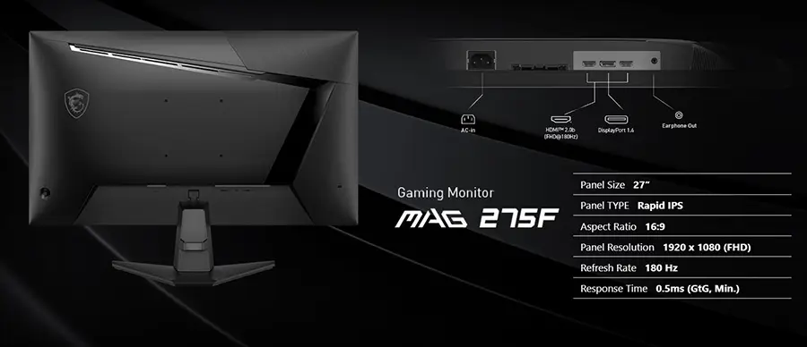 MSI MAG 275F 27″ 180Hz 0,5ms Rapid IPS Adaptive-Sync Full HD Gaming (Oyuncu) Monitör