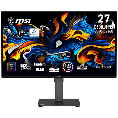 MSI PRO MAX 271UPX12G 26.5 inç 120Hz 0.03ms 4K UHD Adaptive Sync QD-OLED Pivot Monitör h1