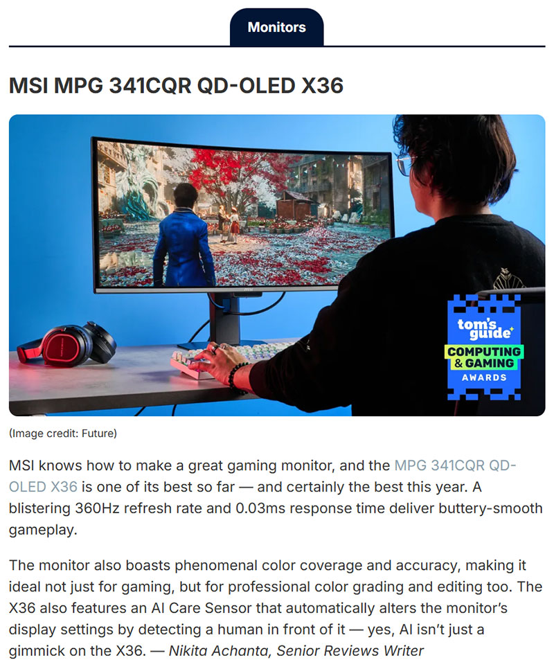 MSI MPG341CQR QD-OLED X36 Screenshot