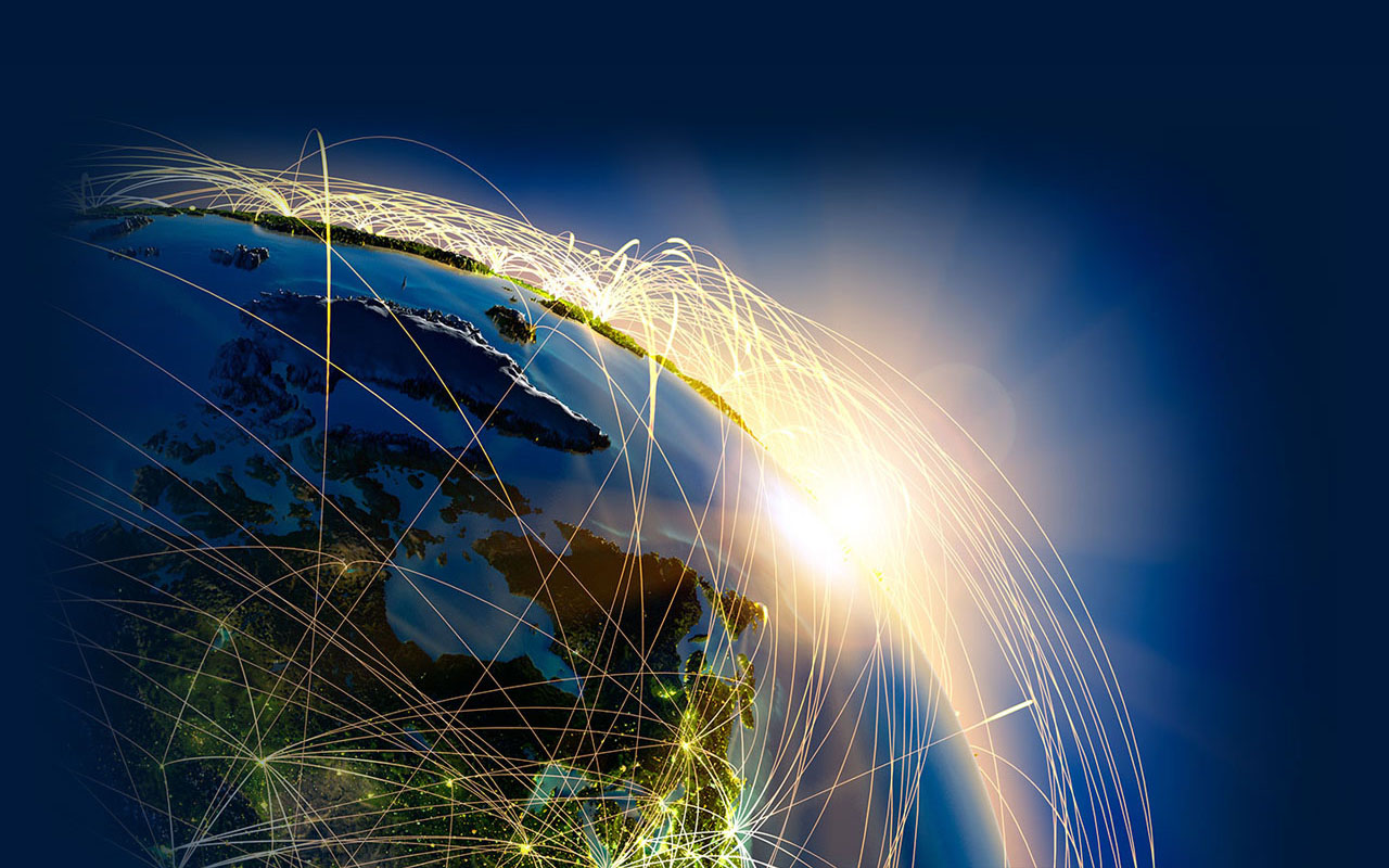 Visual of the world connected via the internet/wifi.