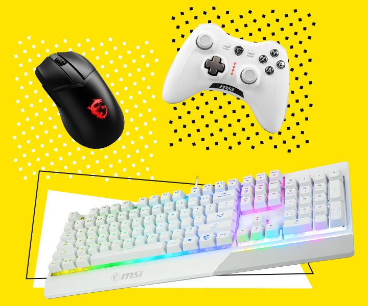 GK30 White Keyboard, GC30 V2 White Wireless Controller, GM41 Lightweight Wireless Mouse