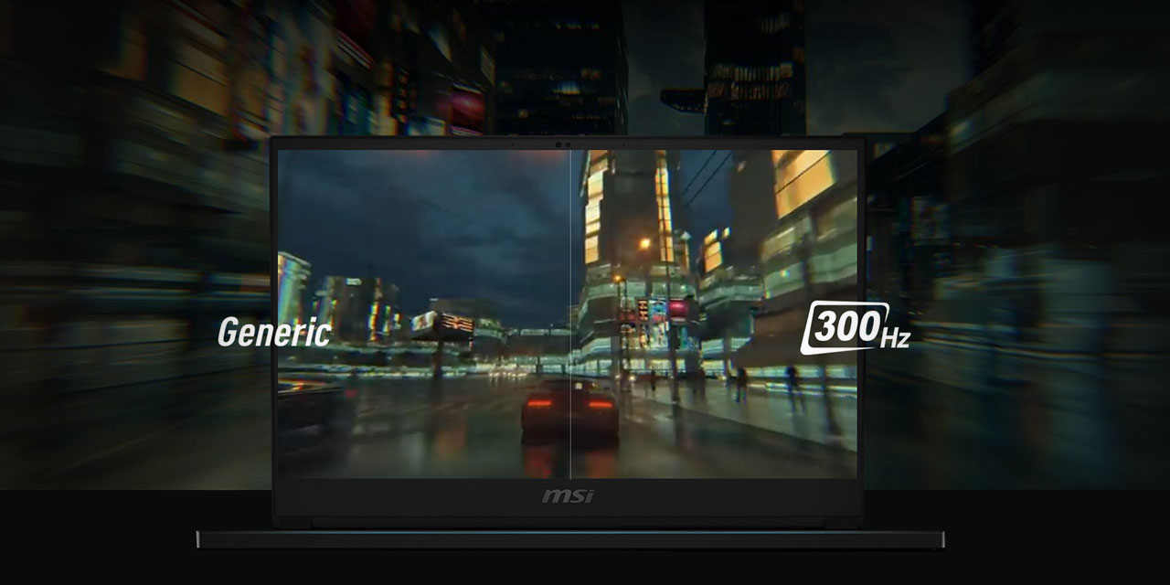 Comparison between generic monitor and the faster 300Hz Refresh Rate on GS66 Stealth.